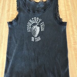 Brandy Melville Black Lace Trim Tank Top